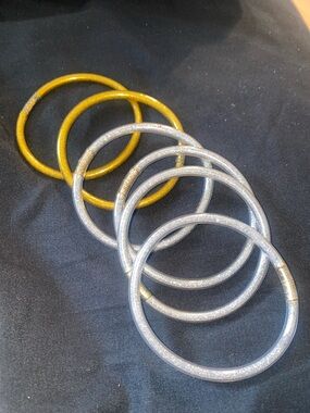 Set of Glittery Gold and Silver Bangle Bracelets